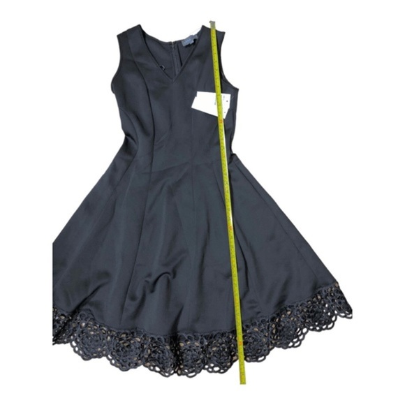 Donna Ricco black fit and flare v-neck embroidery‎ crochet hem cocktail dress - Picture 16 of 16